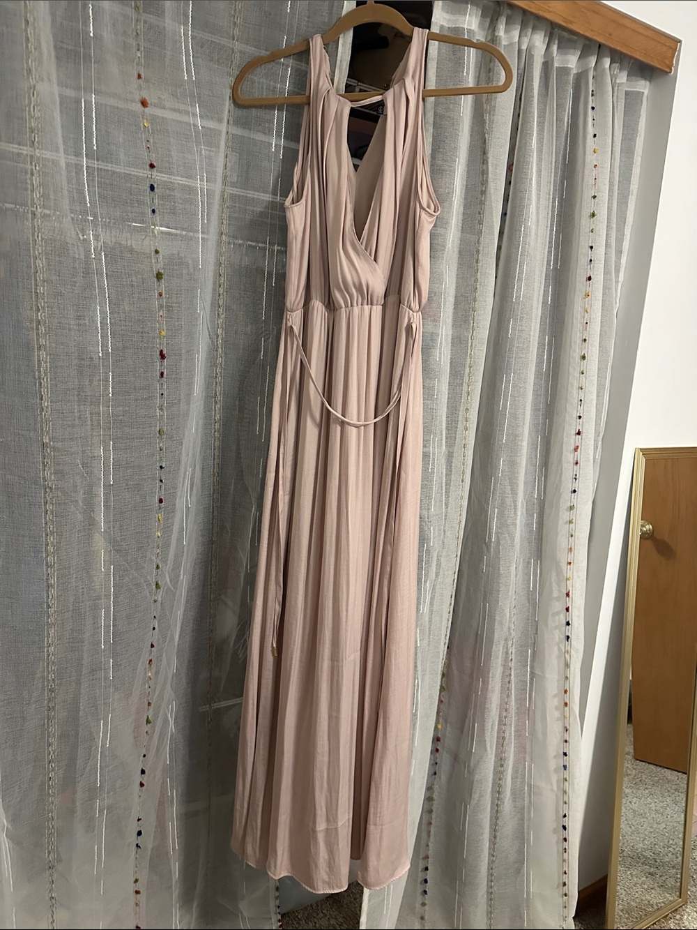 Jennifer Lopez Dusty Pink Halter Maxi Dress